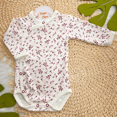 Body Kimono M/L Raminhos Bordo - Off White e Rose